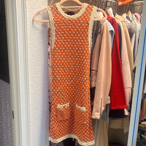 Zara Dresses & Skirts - Zara Orange and Cream Knit Mini Dress
